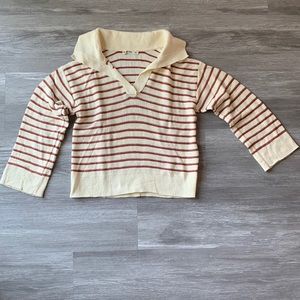 Marine Layer Cream and Red Striped Sweater